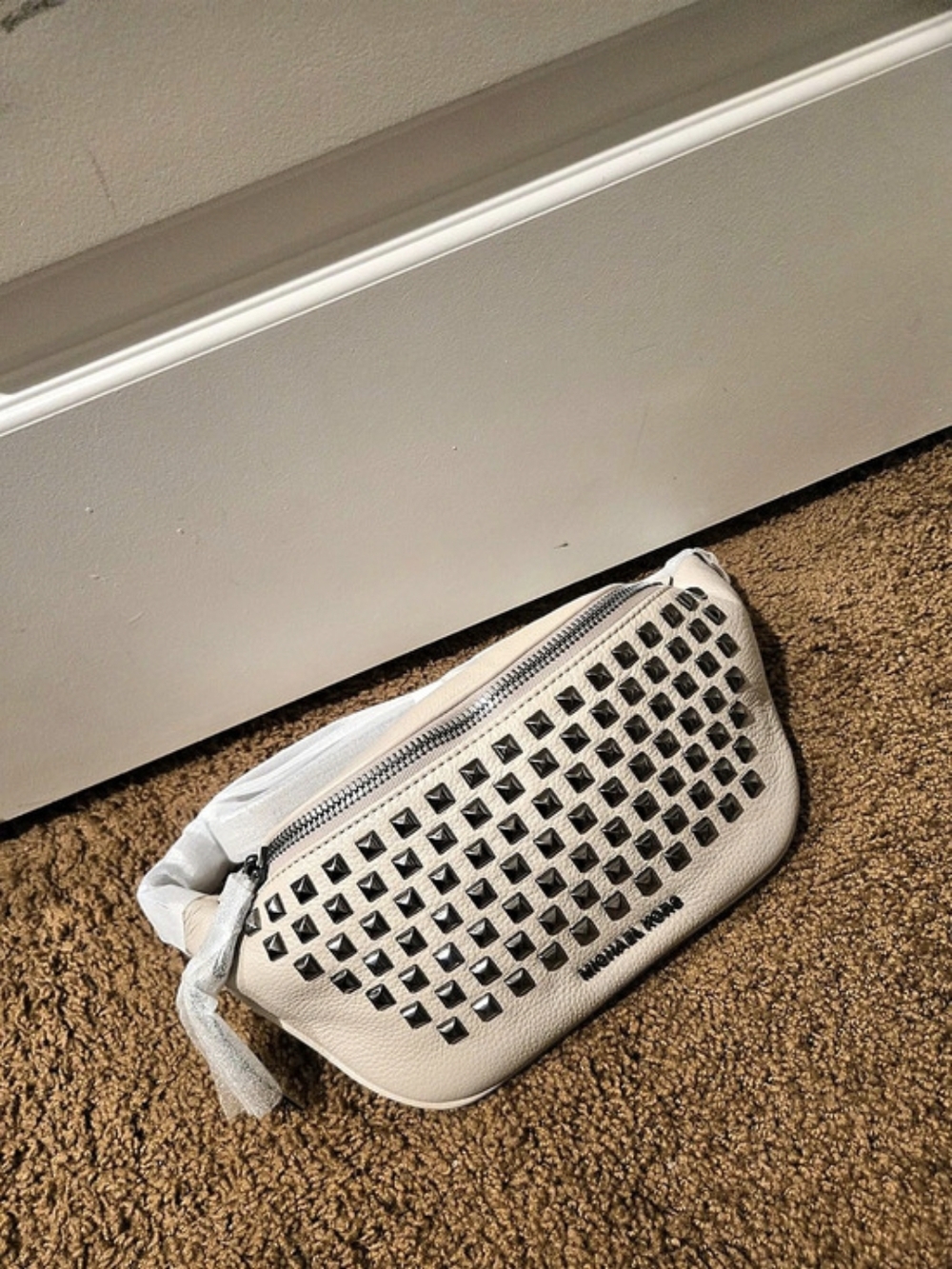 Michael Kors Studded Shoulder Bag in White/grayish/brownish Tone